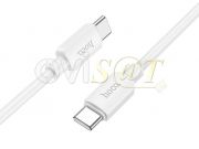 Cable de datos de alta calidad blanco Hoco X96 de carga rápida 60W 3A con conectores USB Tipo C a USB Tipo C de 1m longitud, en blister